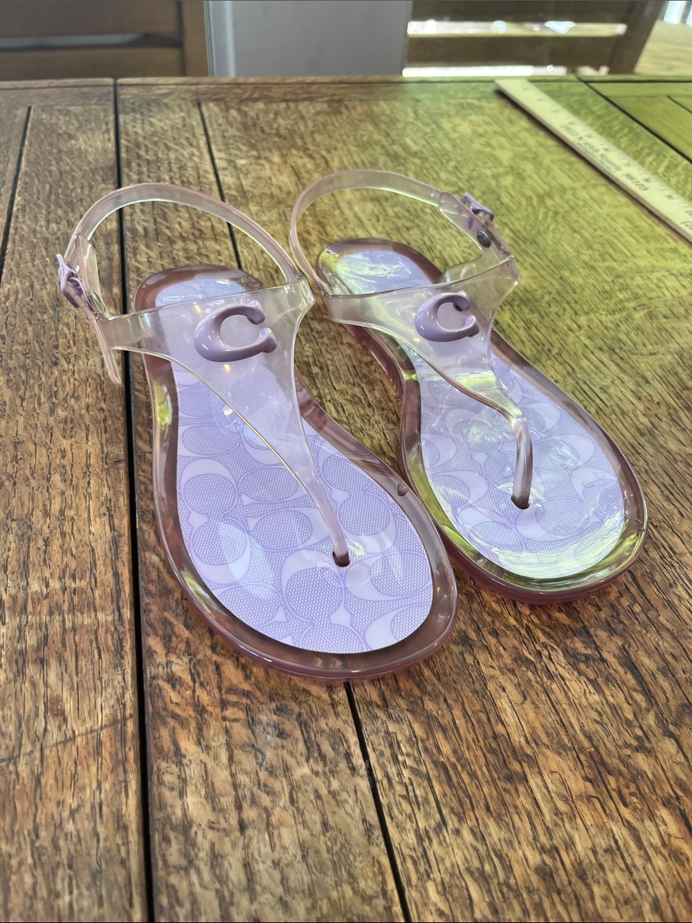 Coach Lavender Jelly Thong Sandals US 6 summer beach pastel Y2K girlhood